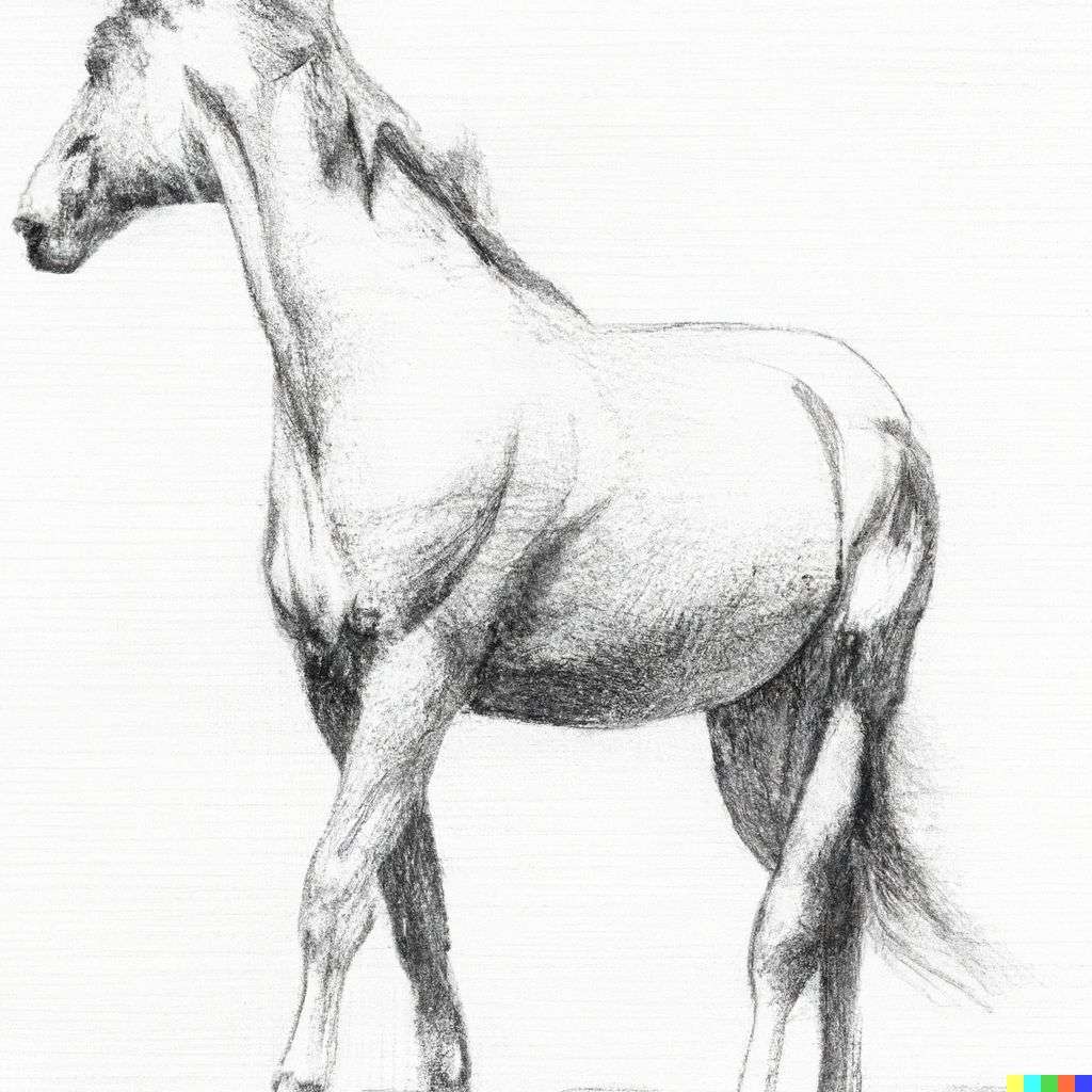 a horse, detailed pencil sketch